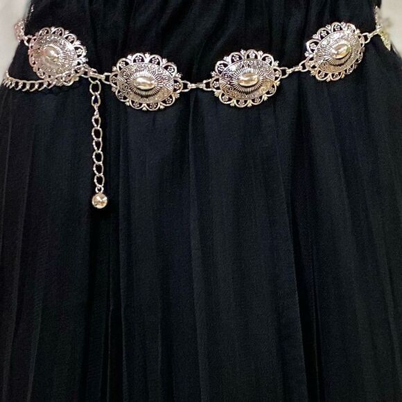 Vintage Silver Medallion Oval Floral Link  Adjustable Concho Belt -NEW - Picture 3 of 5